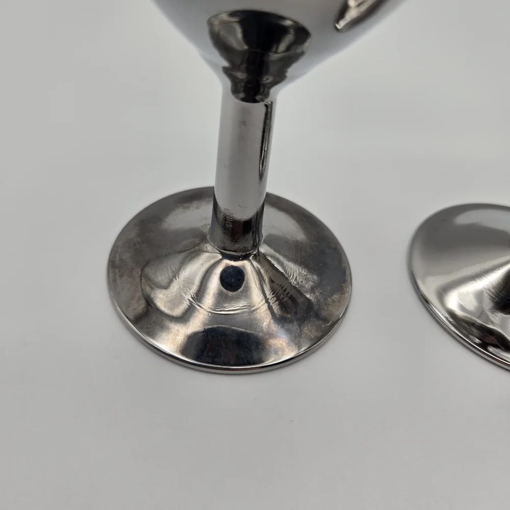 Vintage MCM France Ombre Clear Silver Cocktail Wine Glasses Goblets Set Of 2